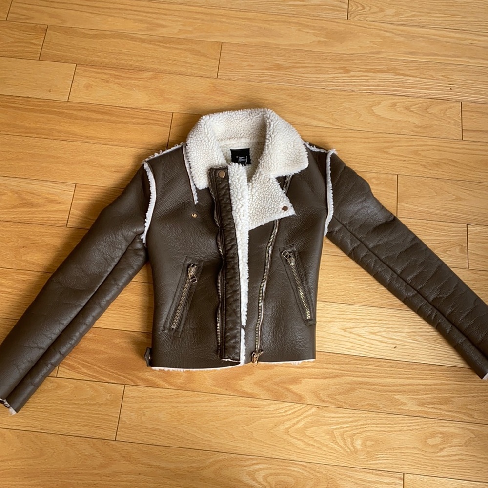 Faux shearling motor jacket